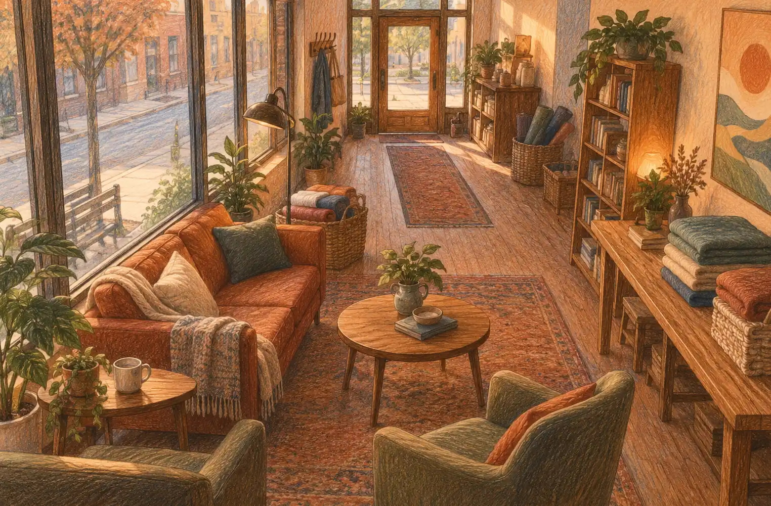 Illustration of care service businesses and their working space