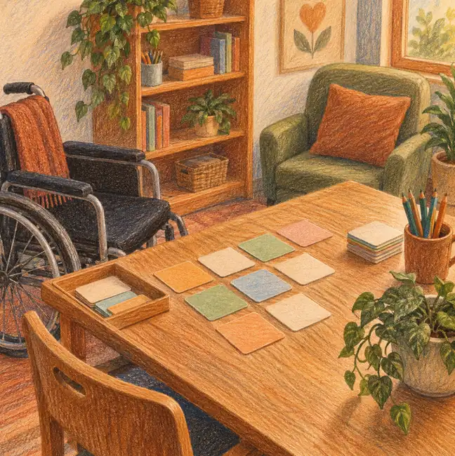 Illustration of care service businesses equipment and workspace